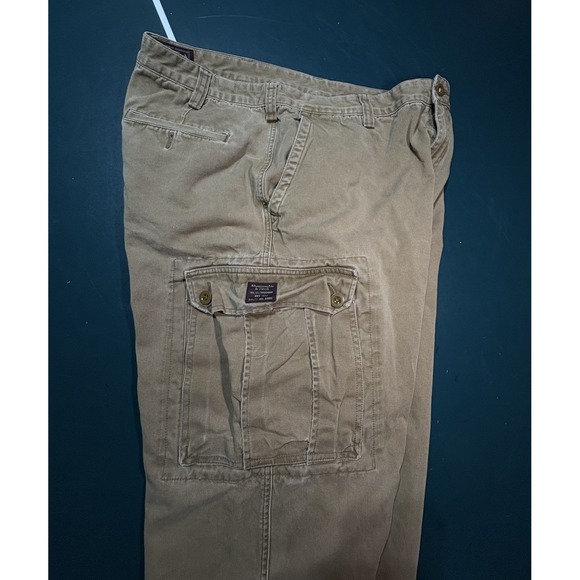 VTG Abercrombie & Fitch Baggy Cargo Pants Mens 36x30 Y2K Military Skater Tan - Picture 6 of 14